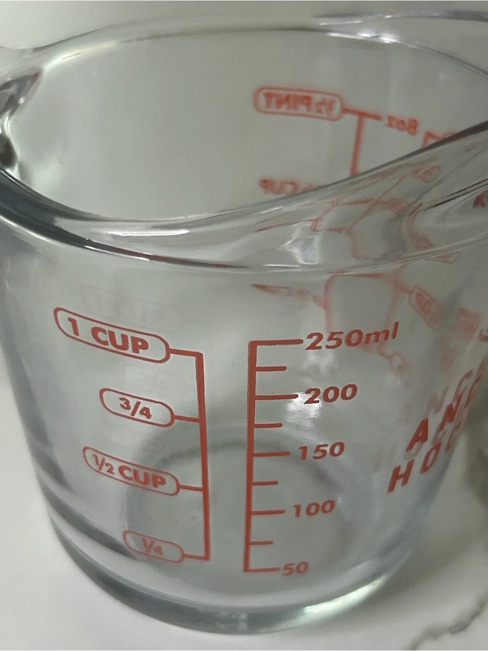 Anchor Hocking Clear Glass Measuring Cup with Red Markings